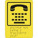 СП-13 Пиктограмма с дублированием информации по системе Брайля. Телефон для людей с нарушением слуха, монохром, ПВХ