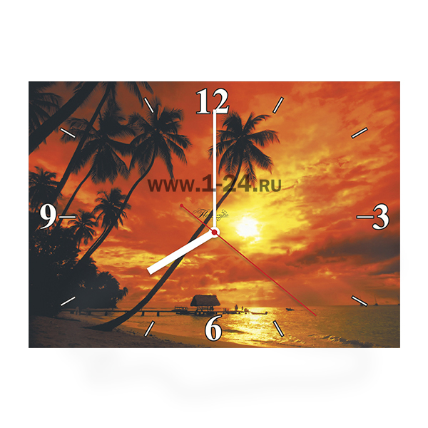 Настенные часы Пальмы на закате, двойные со стеклом – купить по цене 1045 руб.