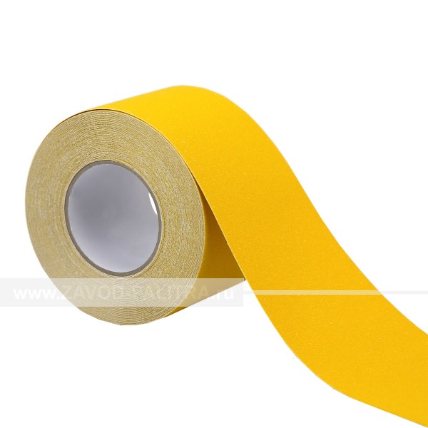 Лента противоскользящая абразивная на самоклеящейся основе желтого цвета 100 мм